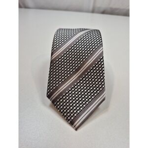 Bruno Marchesi Tie Mens One Size Gray Striped 100% Silk Designer Hand Made
